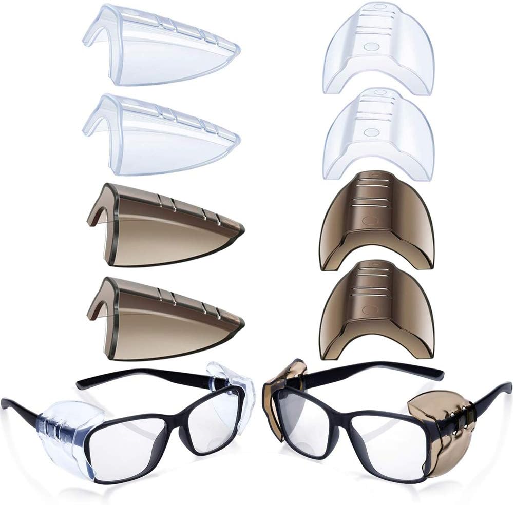 4 Pairs Safety Glasses Side Shields Large, Slip on Side Shields, Fits Small to Medium Eyeglasses Frames (2 Pairs Clear and 2 Pairs Gray)