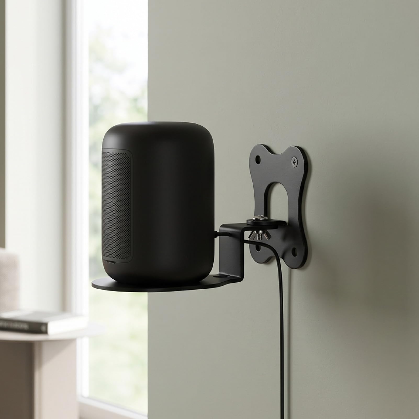 Supporto da Parete per Altoparlante Wireless, Staffa da Montaggio, | Staffa in Metallo 3 Mm, Salvaspazio, Angolo Regolabile, Viti Incluse, Base Stabile, Adatta Alla Casa