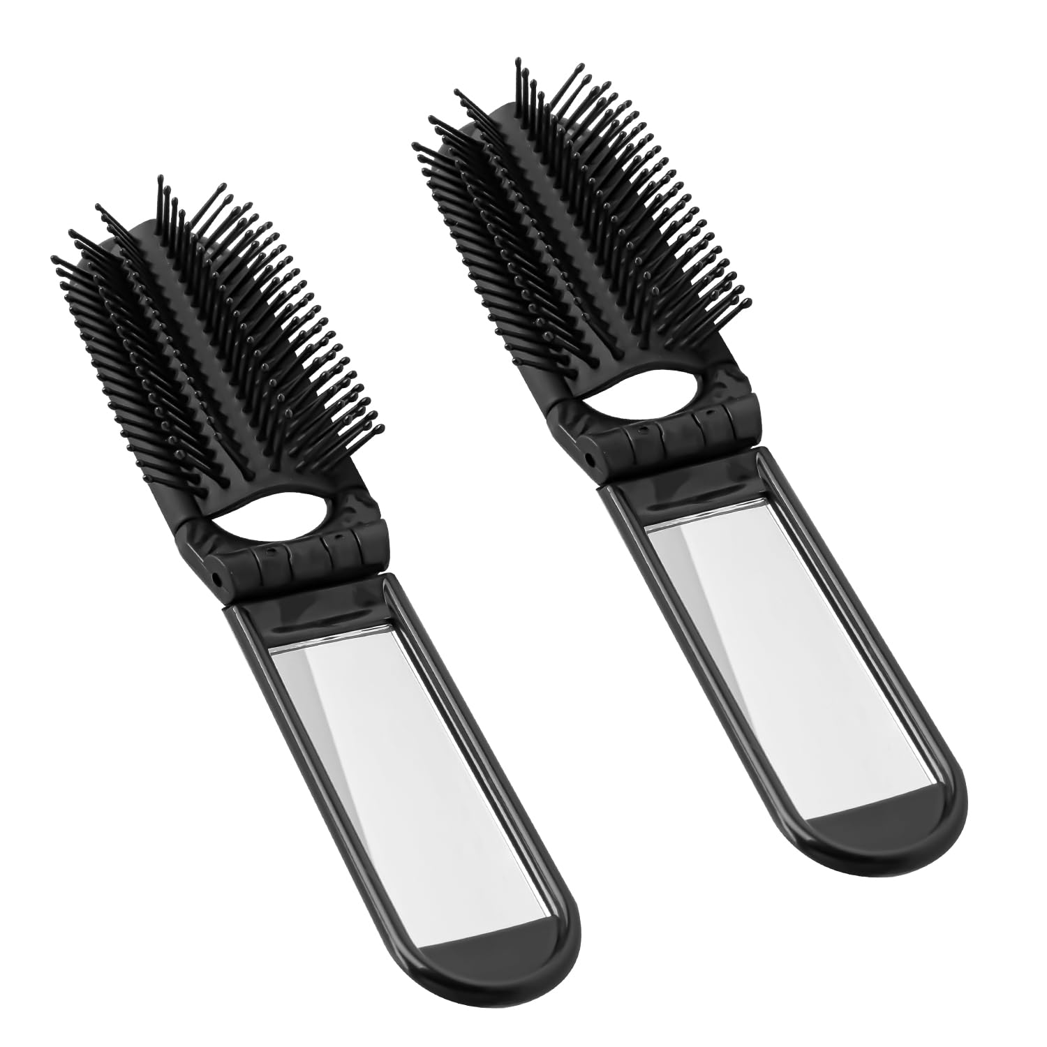 Luckious 2 PCS Travel Hair Brushes with Mirror, Folding Hair Brushes, Portable Hair Brushes, Mini Hair Brushes