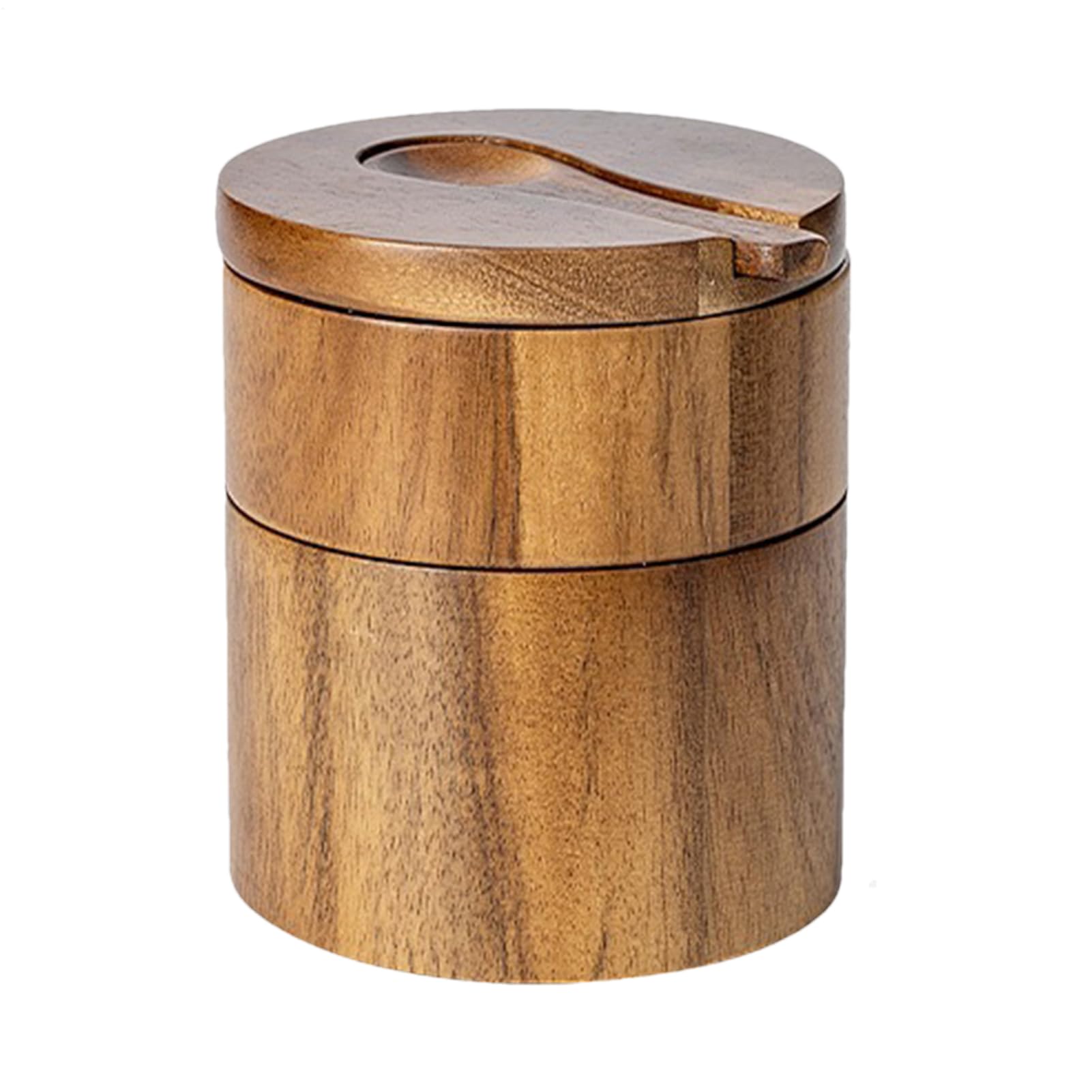 Salero | Recipiente Para Sal Con Tapa Giratoria Magnética | Caja De Madera Para Especias De 2 Niveles Con Cuchara | Para Encurtidos Cocina Mostrador Pimienta Café Azúcar