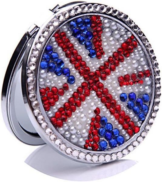 Acrylic Diamonds United Kingdom Flag Compact Cosmetic Makeup Handbag Pocket Beauty Pocket Mirror