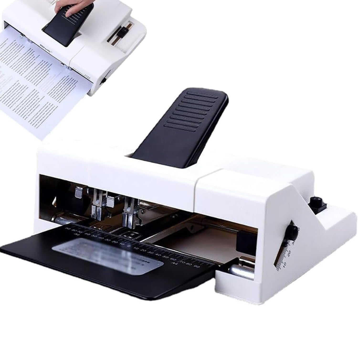 Grapadora resistente, capacidad de encuadernación de 50 hojas, capacidad de costura central A3/A4, profundidad de alimentación de papel ajustable, ideal para uso en oficina
