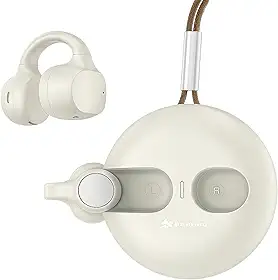 Fone de Ouvido Bluetooth 5.3 Sem Fio TWS Condução Óssea Esportivo Confortável e Ergonômico Resistente a Água 22 Horas de Bateria de Longa Duração (Branco (Off White))