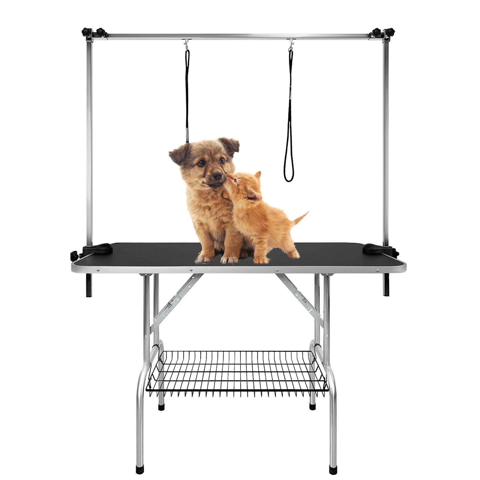 LARS360 Mesa de cuidado para perros, mesa de peluquería para perros, mesa de baño para perros, mesa de baño para perros, caniche, altura ajustable, antideslizante, soporta hasta 100 kg (grande)