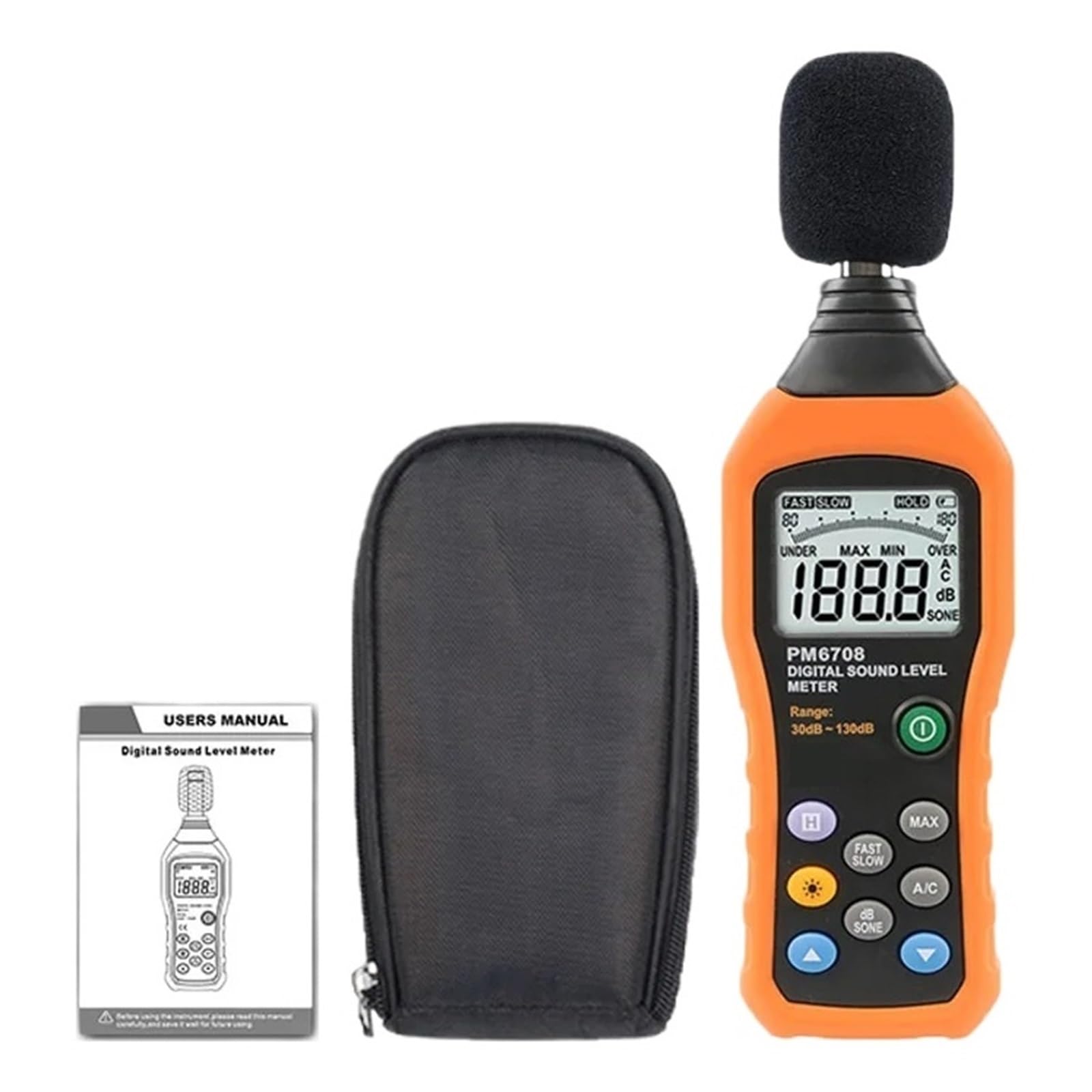 Misuratore di Decibel Fonometro Digitale Fonometro ad Alta precisione per Il rilevamento del Rumore 30-130 Db Decibel