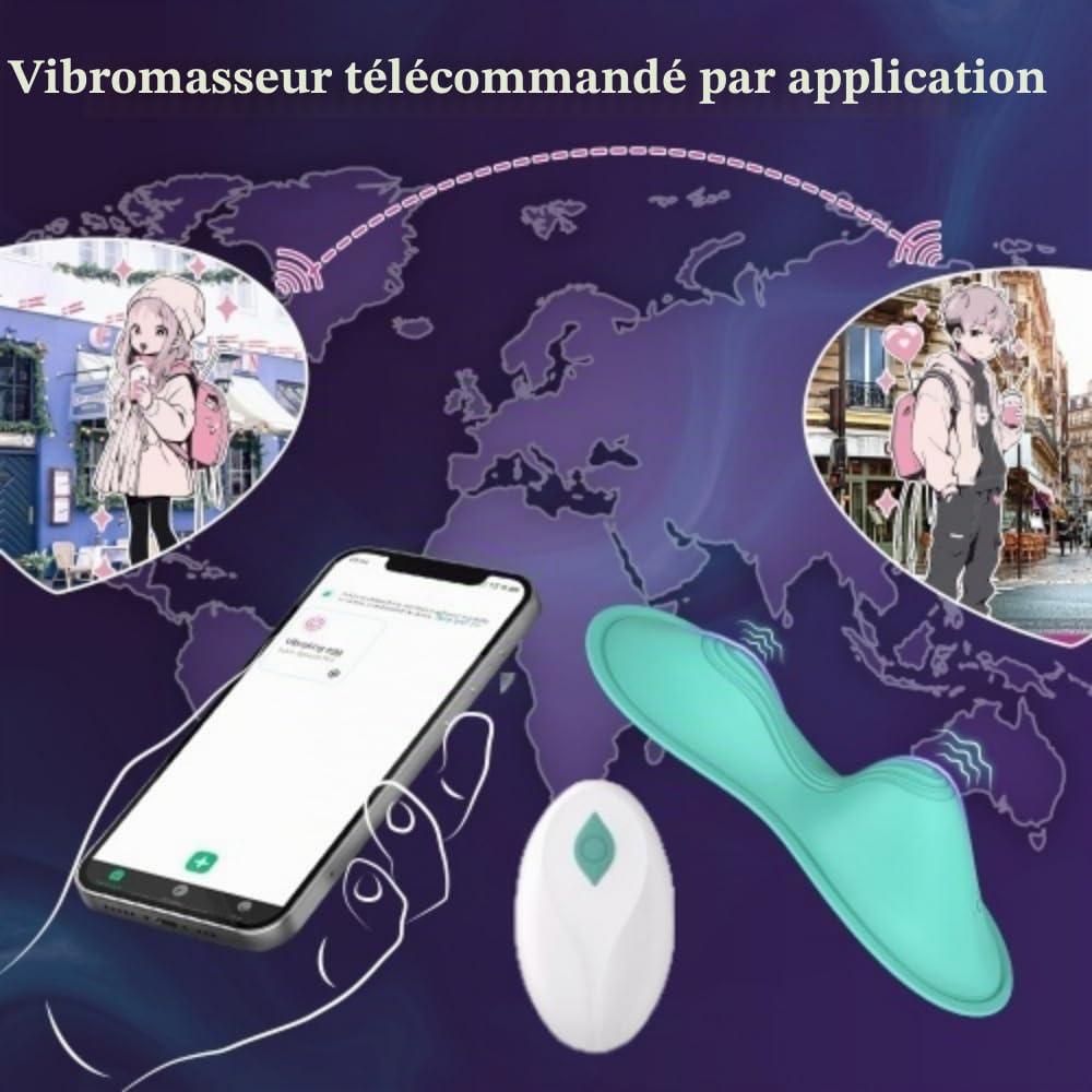 BeHorny Vibromasseur papillon Panty, coussinet de stimulation pour clitoris et lèvres, contrôle par application, rechargeable