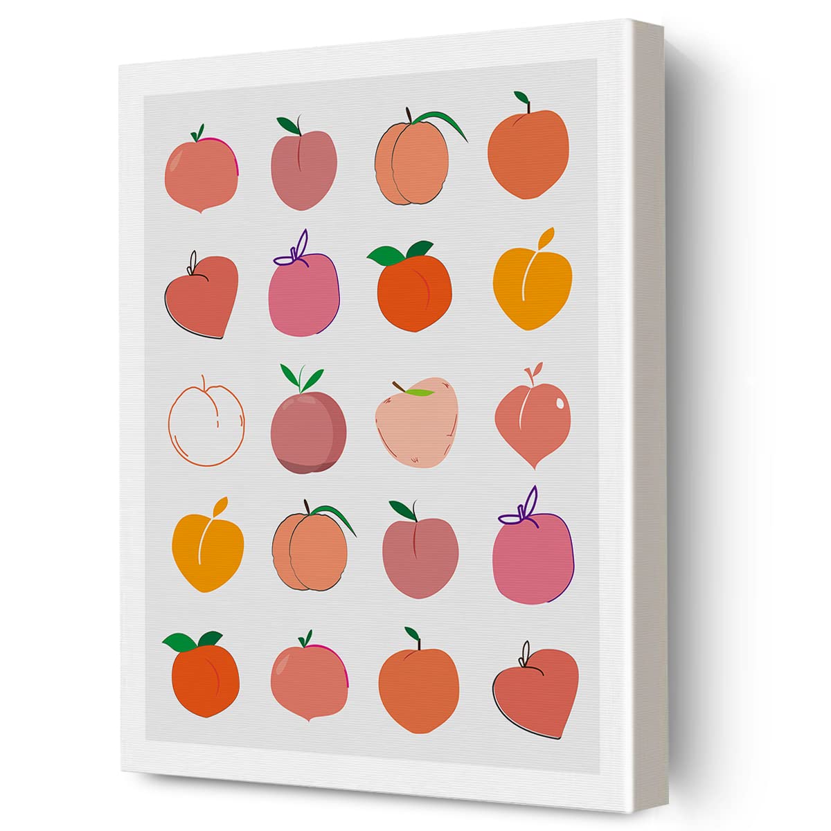 FREHVN Peach Framed Canvas Picture Bathroom Wall Art, Fruit Peaches Print Paintings Poster 12" x 15", Perfect Wall Decor for Restroom Toilet Artwork Gift