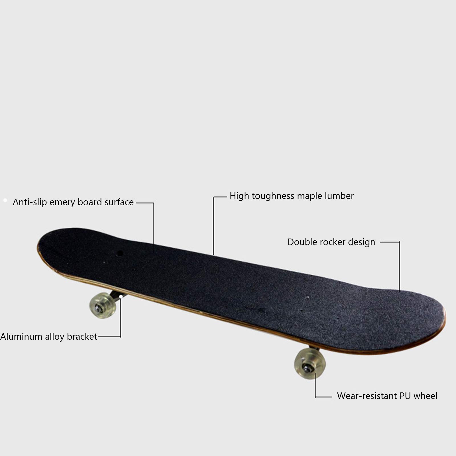 Skateboard, 31 "X 8" Planches À roulettes Pro Standard Complètes, 7 Couches en Érable Double Kick Concave Brush Street Board pour Enfants, Jeunes Adultes Débutants