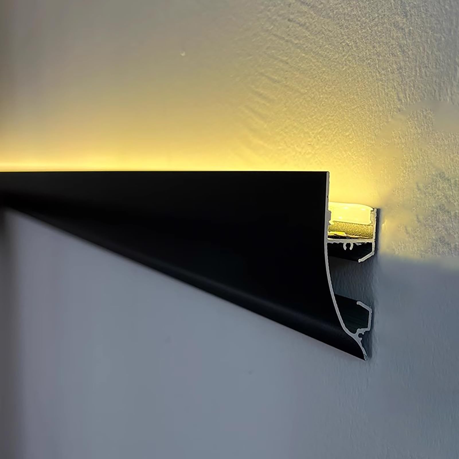 Profili per Strisce Led Confezione da 10 Canaline LED in Alluminio Nero da 2 M, Canale di Illuminazione a LED Per Cornici a Corona, per Bordo Parete / Soffitto, System di Illuminazione Indiretta
