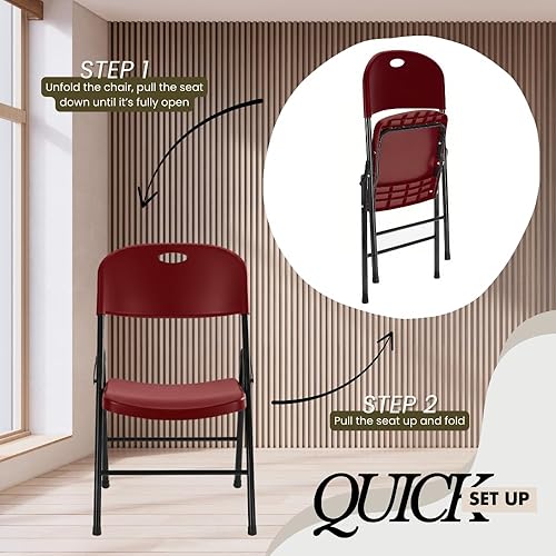 Miniatura 7 de Amazing for less Silla plegable de plástico resistente, paquete de 4, sillas plegables de capacidad de 450 libras para interiores y exteriores,