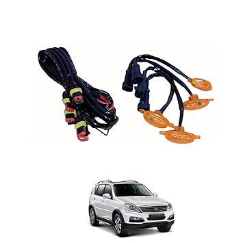 PRIKNIK LED Grille Lights Amber Yellow Grill Led with Fuse Adapter Wiring Harness Kit (4PCS, Amber Shell with Amber Light) Compatible with Rexton