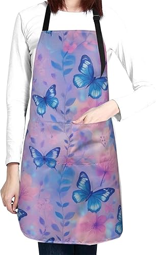 Miniatura 11 de Waterproof Apron With 2 Pockets,Kitchen Chef Aprons Bibs For Cooking Baking Painting Gardening Grooming Color-12