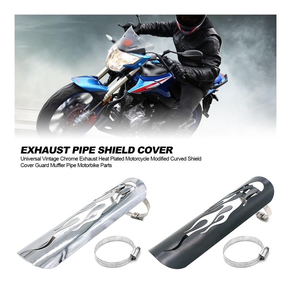 Scudo Termico Scarico Moto Protezione Della Copertura Dello Scudo Termico Del Tubo Del Silenziatore Di Scarico Cromato Per Moto Per Per Dyna Per Softail Per Sportster(02 Silver)