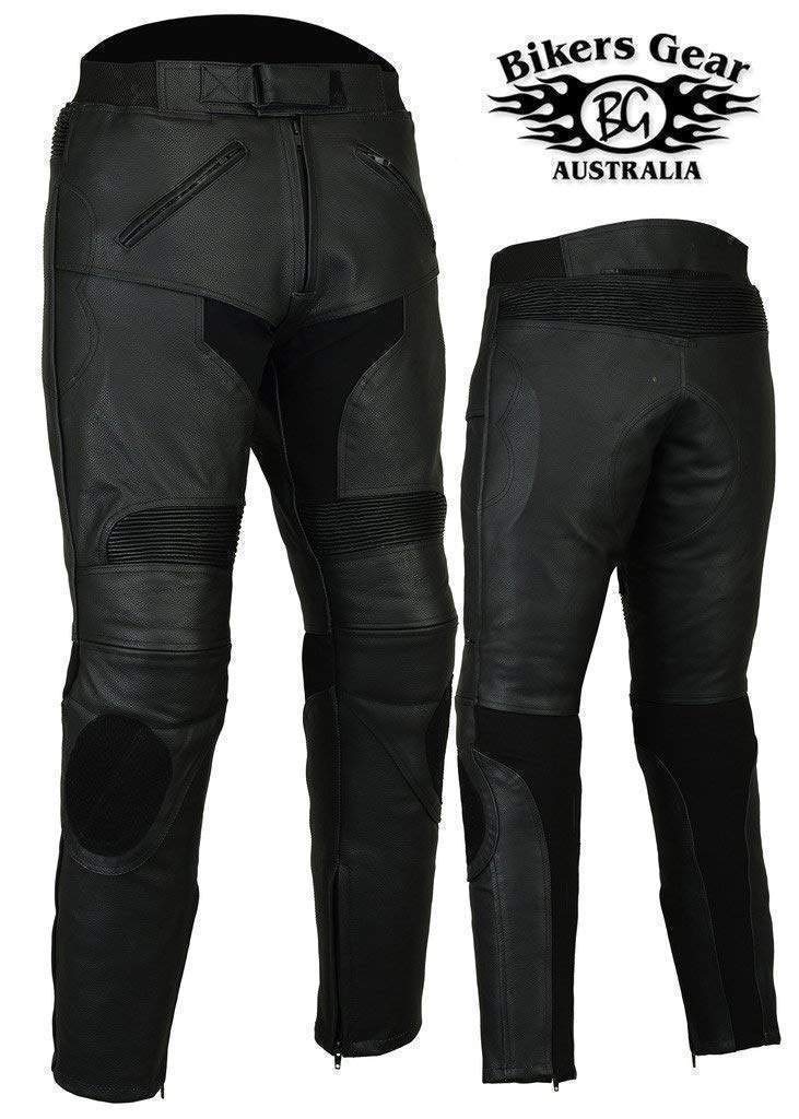 Pantalon de Moto en Cuir - Renforts certifiés CE - Noir - EU 42 reg
