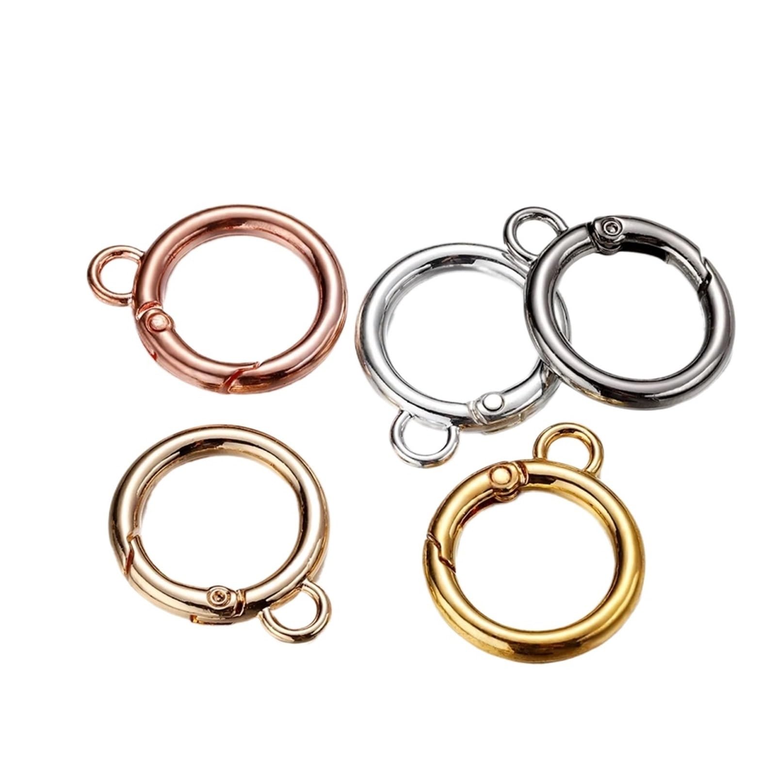 20Pcs/Lot Alloy O Ring Spring Clasps Openable Round Carabiner Keychain Bag Clips Hook Buckles Connector for DIY Jewelry Making for Keyrings,Wallets(Mixed)