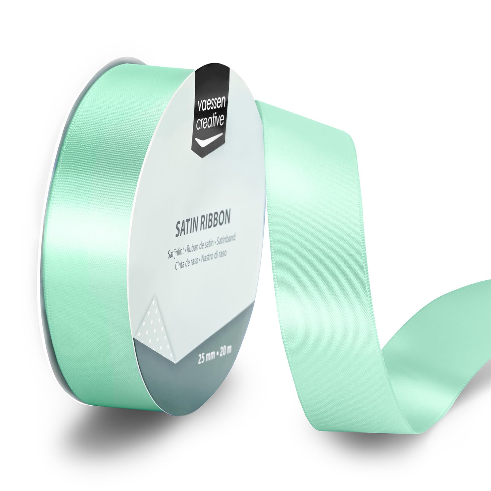 Vaessen Creative Satin Ribbon Blue - 65.6 ft x 1" - Thin Ribbon for Gift Wrapping and Crafting, 20m x 25mm