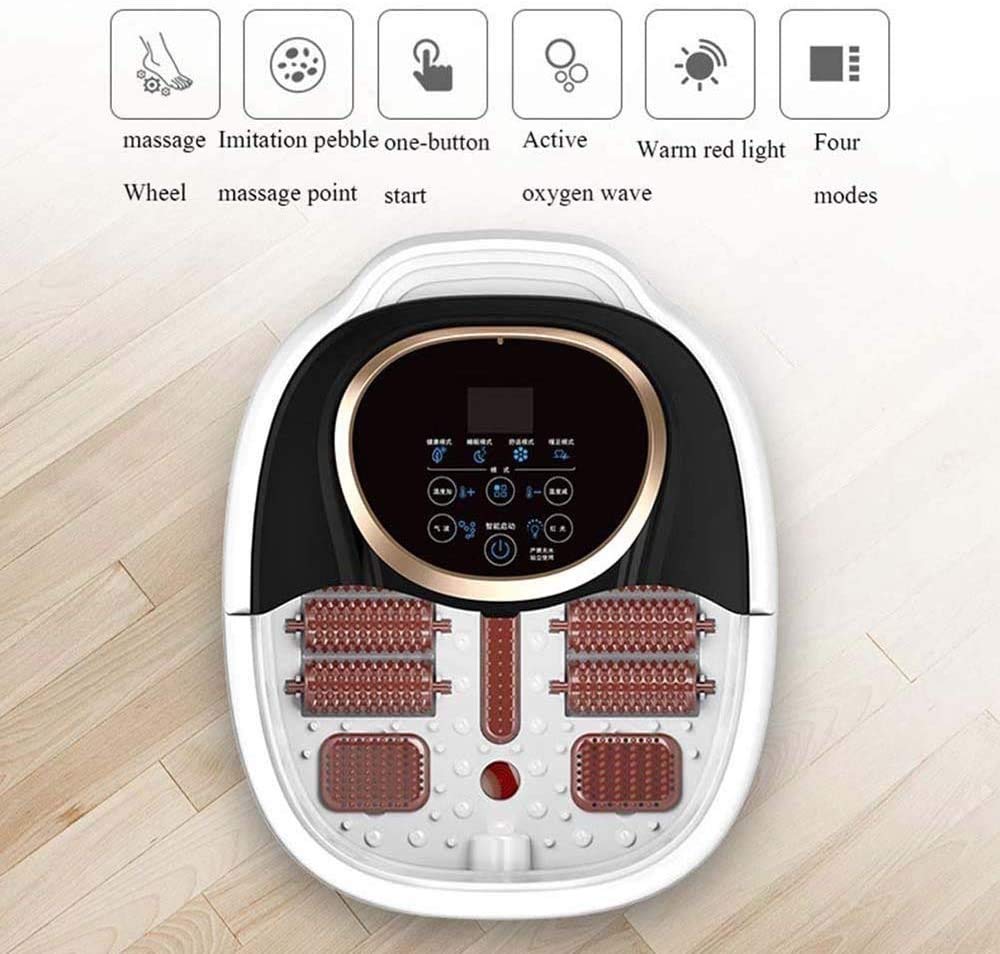Masajeador de Baño de Spa para Pies con Calor, Burbujas Y Vibración, Control de Temperatura Digital, Rodillos de Masaje con Puntos de Masaje de Acupresión