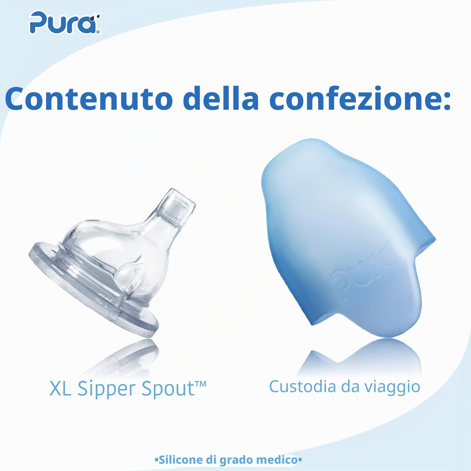 Pura Kiki - biberon in acciaio inox a isolamento termico, colore blu