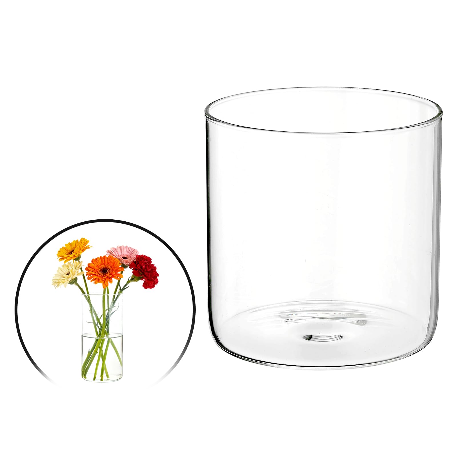 sourcing map Clear Cylinder Vases for Centerpiece 81oz, 6 Inch Tall Glass Flower Vase Floating Candle Holder for Bouquet Table Shelf Decor Home Wedding Party