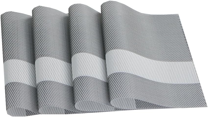 4PCS PVC Woven Placemats Waterproof Wipeable Dinner Table Mat Stain Decoration ining Kitchen 30x45cm(Opposite Green)