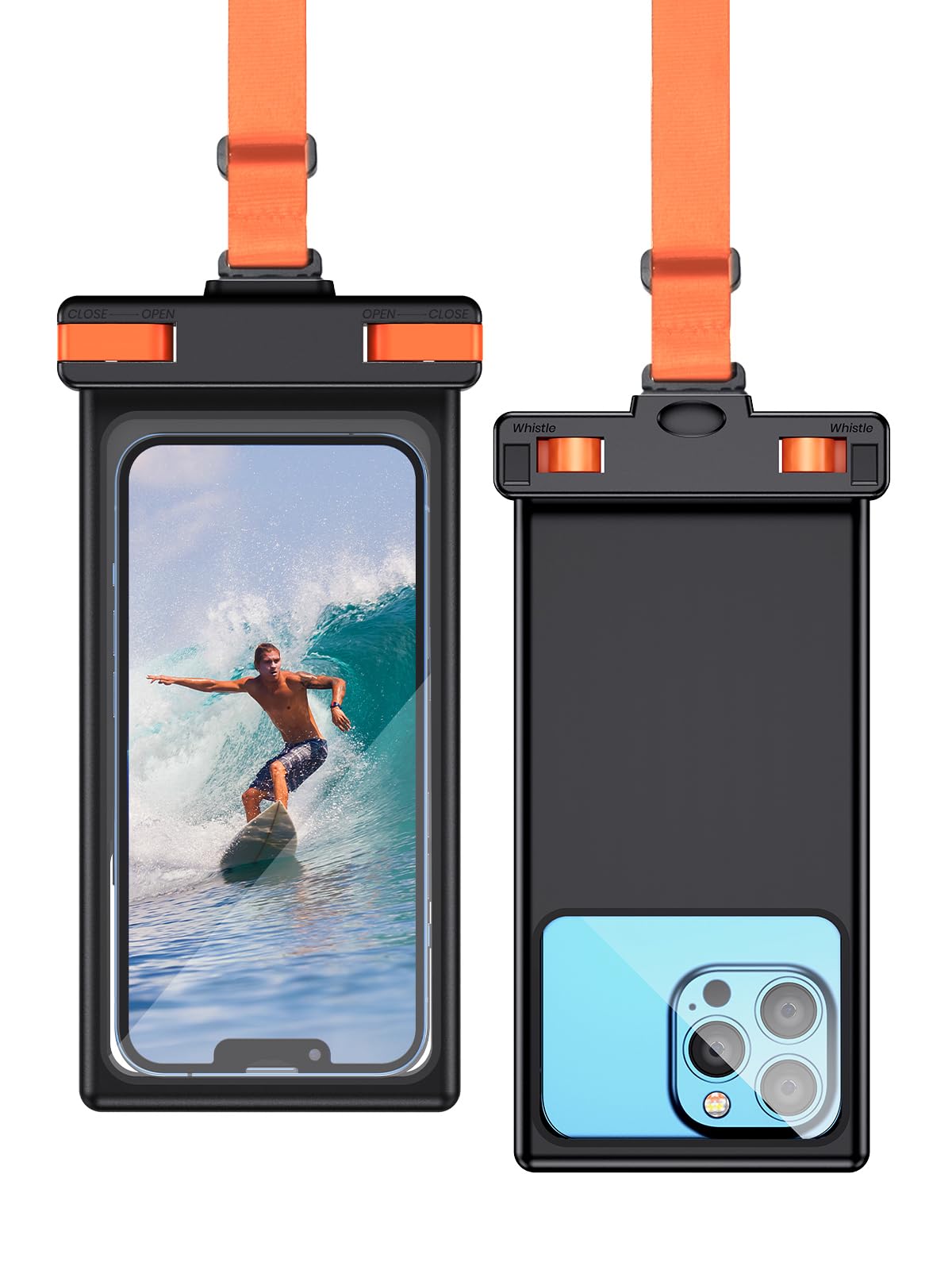 Waterproof Phone Pouch, 2-Pack Waterproof Phone Case Compatible for 17 16 1514 13 12 11 Pro Max Xs Plus Black