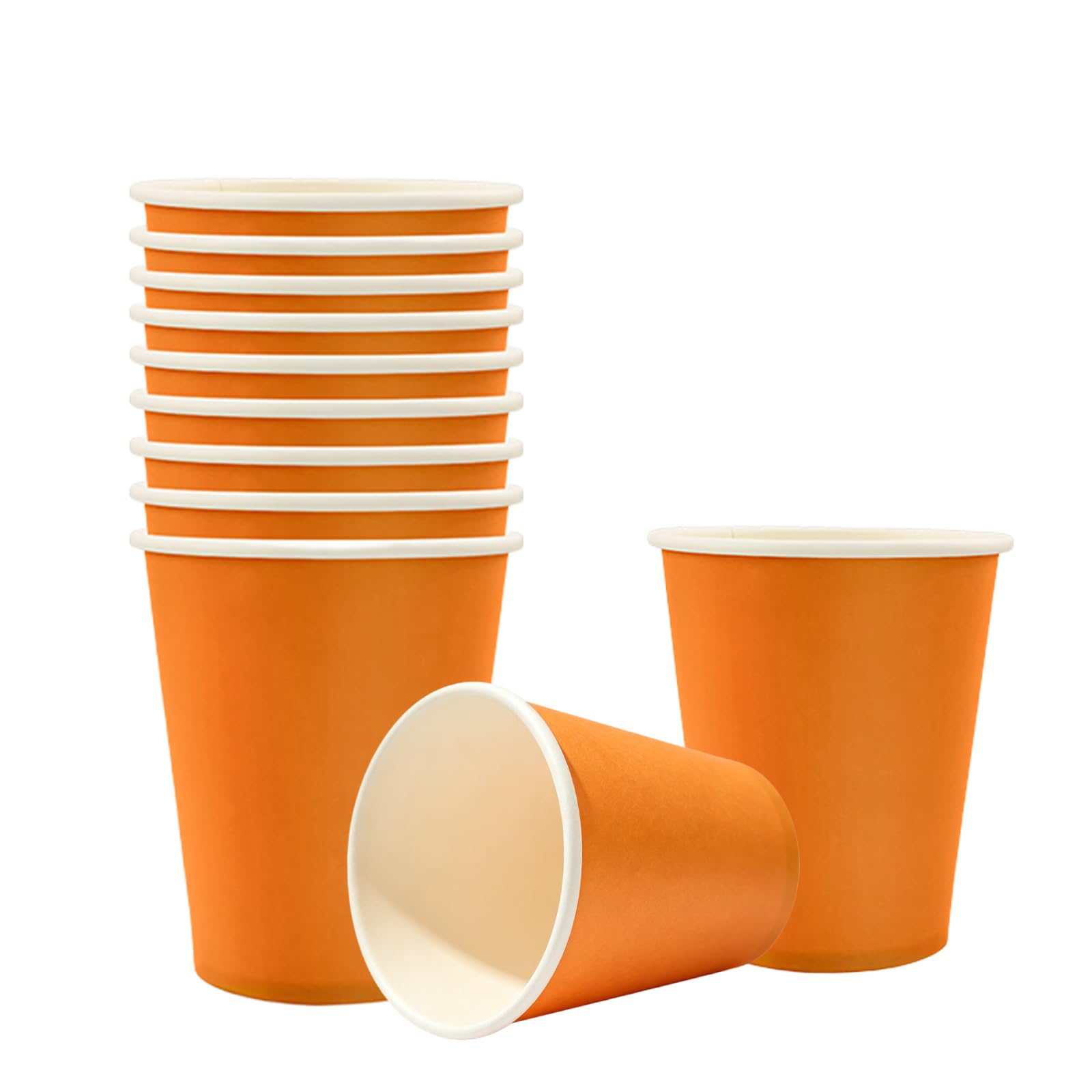 32P Orange Paper Cups 9oz Solid Color Orange Disposable Party Cups — image 1