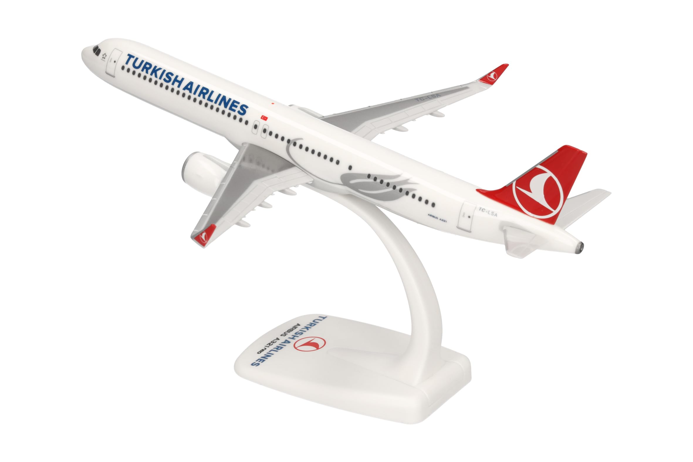 Herpa modello di aereo Turkish Airlines Airbus A321neo, in scala 1:200 - Snap-Fit, pezzo da collezione, miniatura deco, statuetta con supporto in plastica
