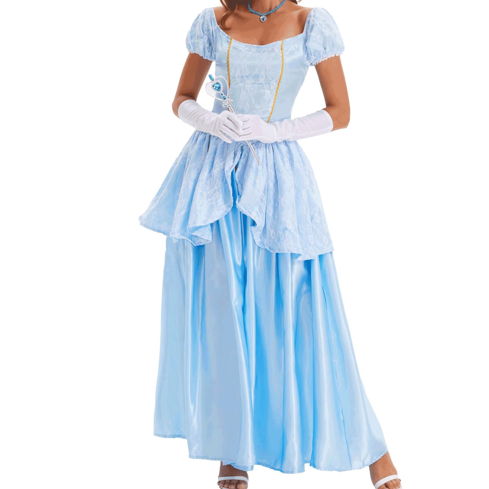 Damskie kostiumy na Halloween, seksowna księżniczka cosplay, fantazyjna sukienka na imprezę, długa suknia maxi z rękawiczkami i akcesoriami