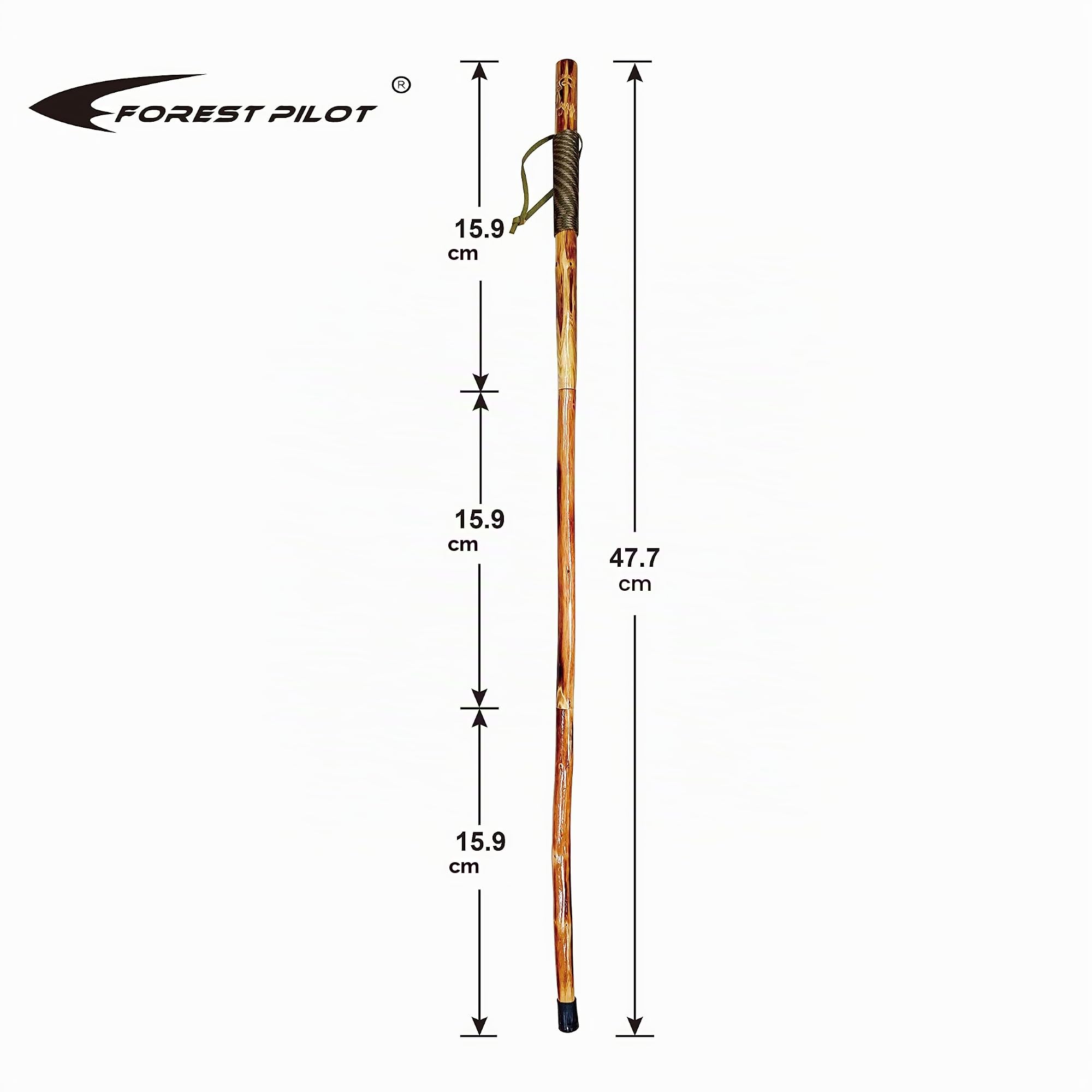 FOREST PILOT Lot de 3 bâtons de marche en bois avec aigle sculpté (couleur naturelle, 122 cm, 1 pièce)