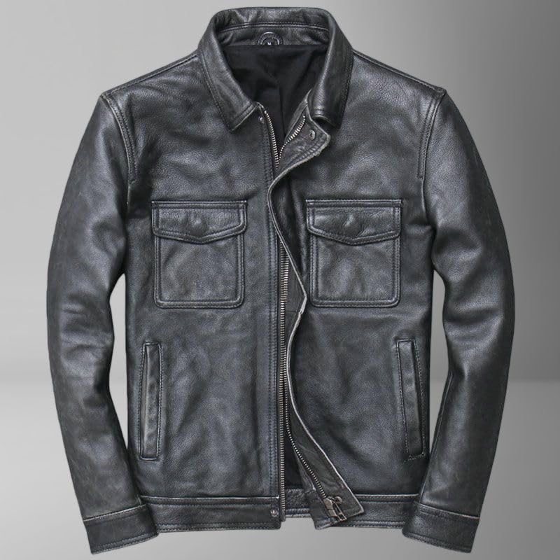 Chaqueta para hombre estilo biker de cuero sintético PU miniatura 3