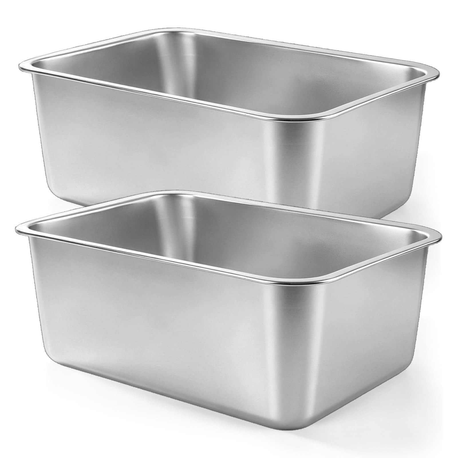Lot de 2 grands bols à vaisselle rectangulaires en acier inoxydable 304 - 40 x 30 x 15 cm