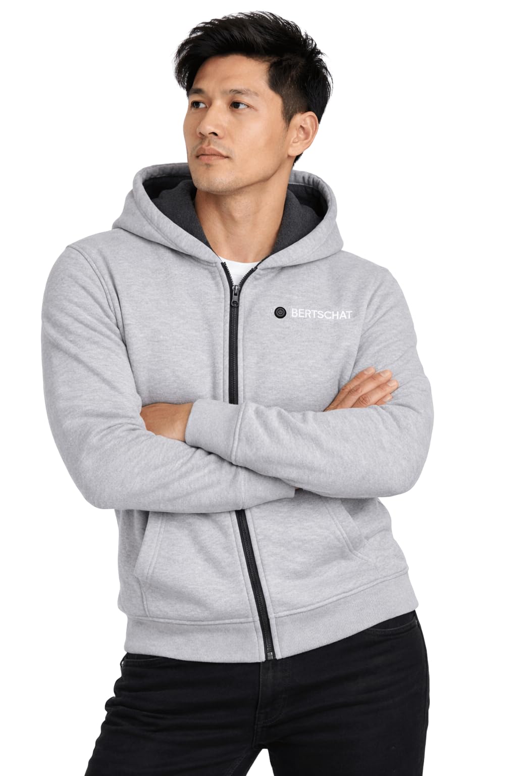 Bertschat Men's Grey Heated Vest - Heated Hoodie - Heated Jacket | | 5 Heating Zones | | S