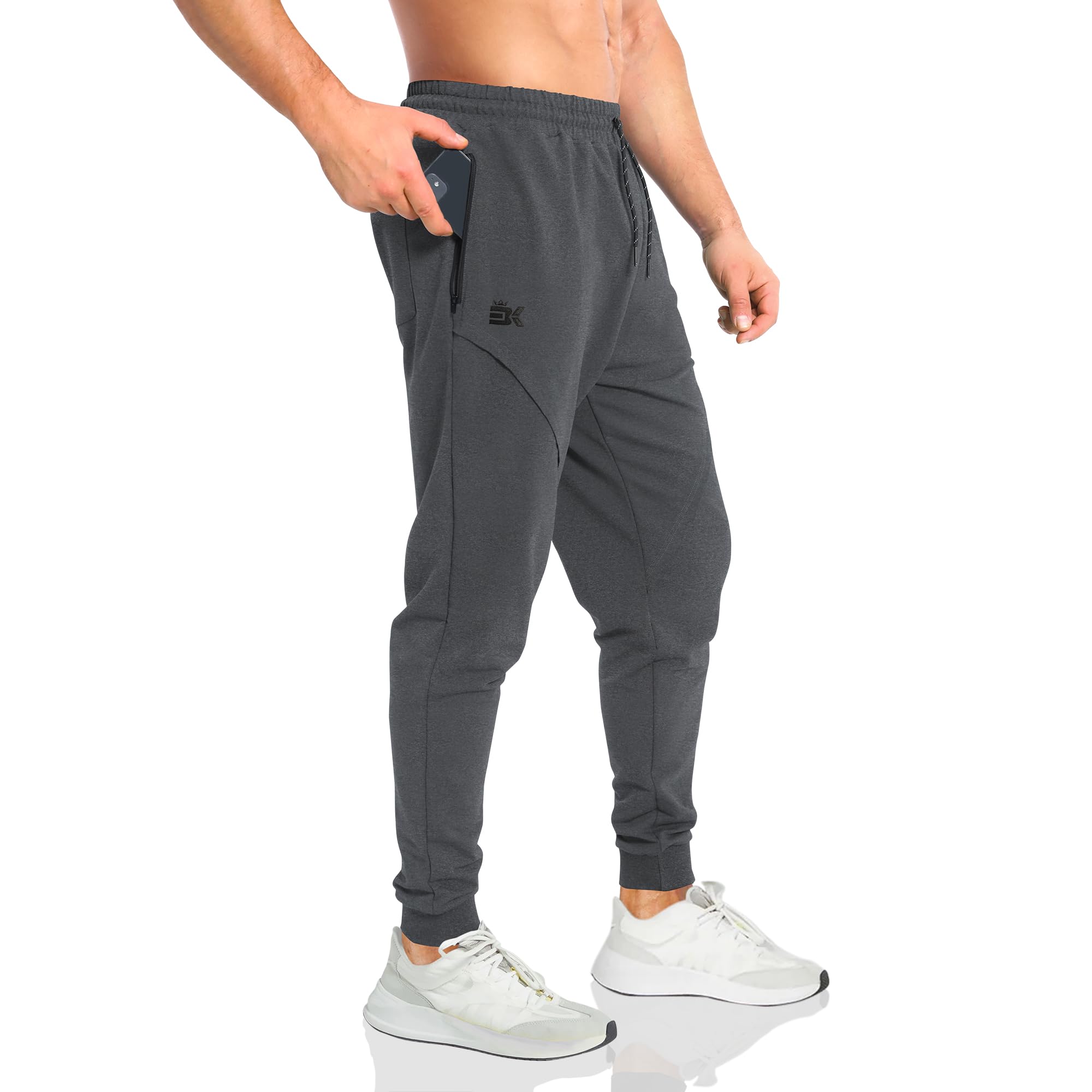 BROKIG Mens Vertzip Gym Joggers Pants, Carrot Fit Athletic Pants Casual Tapered Workout Sweatpants with Zipper Pockets