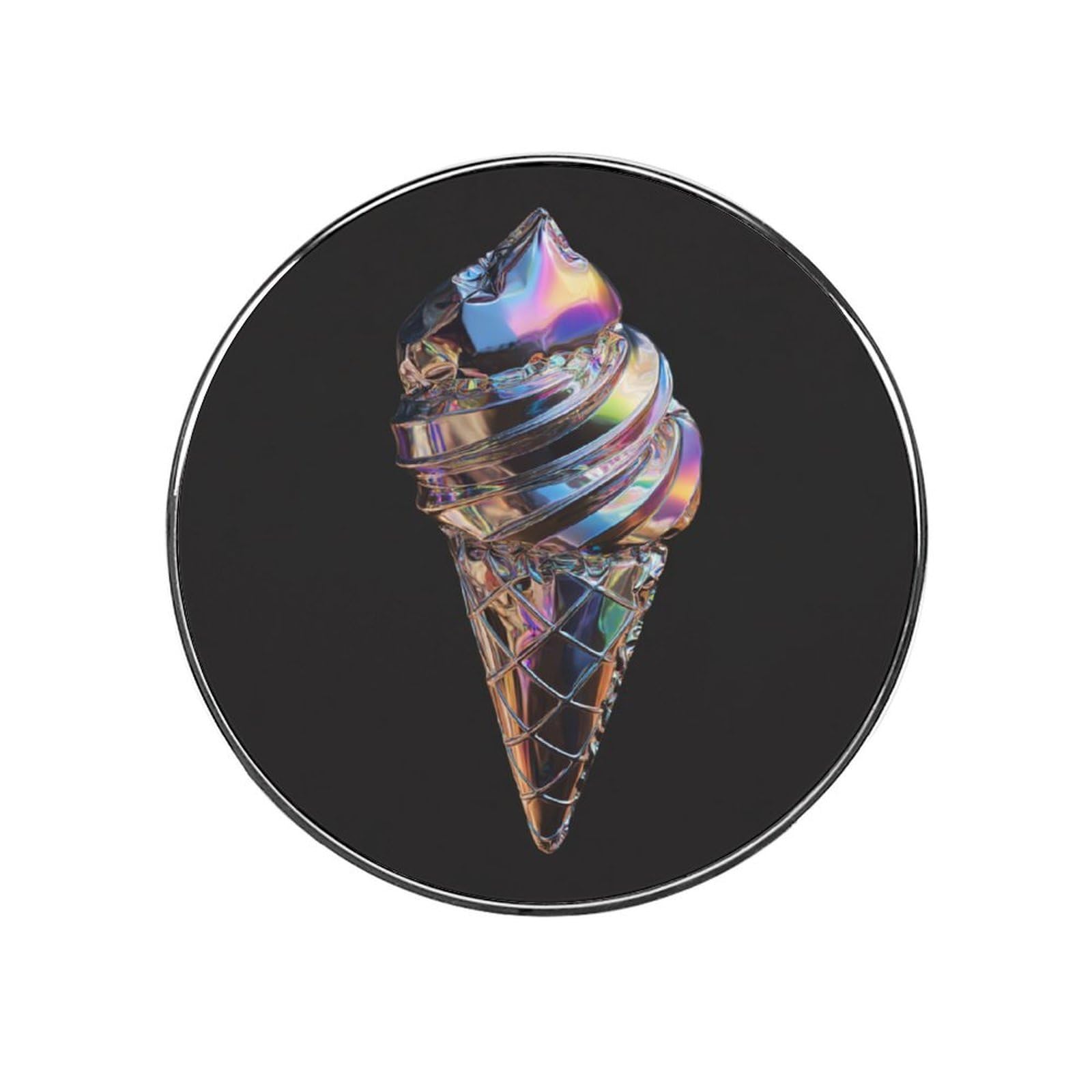 Holographic Style Cone Ice Cream Shape Balloon Fridge Magnets DIY Art Round Magnetic Refrigerator Sticker for Home Kitchen Car Garage Decor