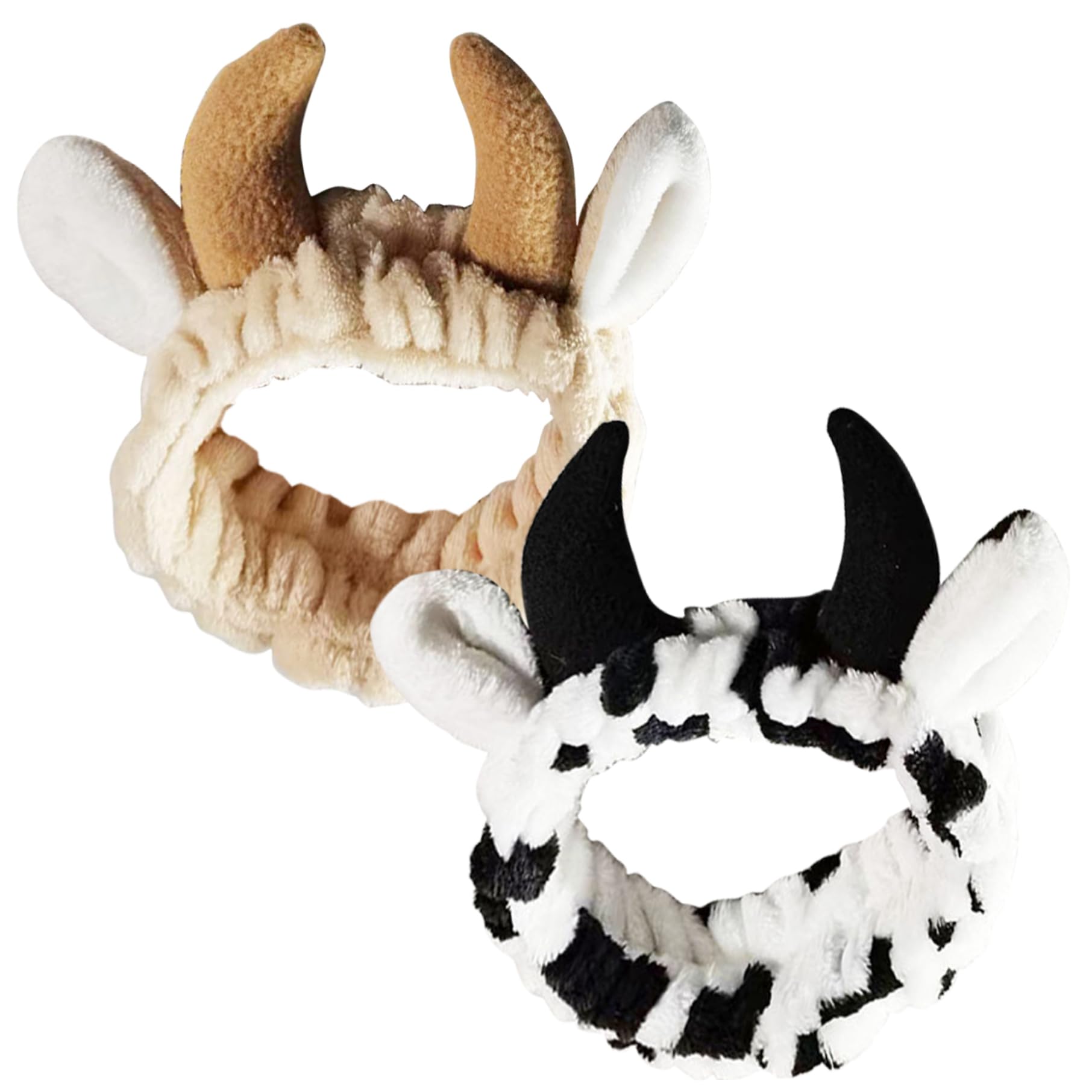 Diadema Para Lavarse La Cara Diadema Para El Cuidado De La Piel Diadema Con Estampado Animal 2pcs Orejas De Vaca Diadema Esponjosa Para El Cuidado De La Piel Diadema De Spa De Felpa Elástica Diademas