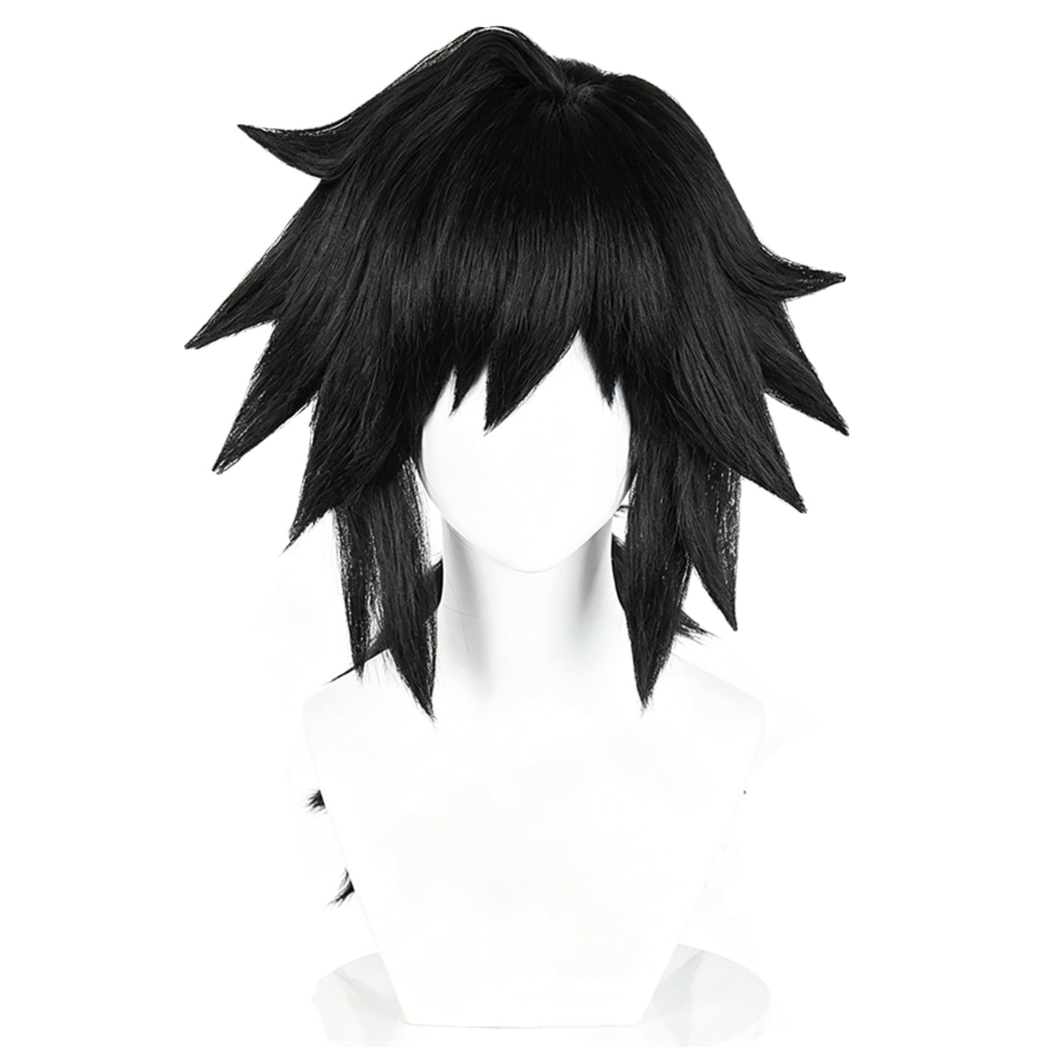 Schwarz Spiky Ponytail Lange Cosplay Perücken für Unisex Männer Frauen Halloween Konventionen Cos Anime Party Hitzebeständig Kunststoff Kostüm Haare