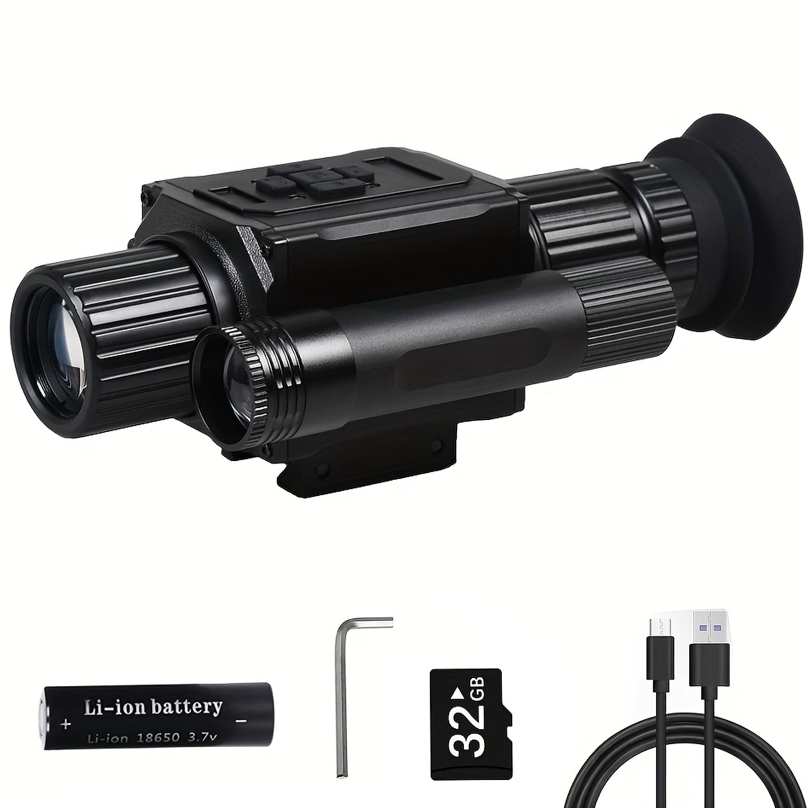 SUZLAZYR NK008 Digital Night Vision Scope for Hunting, 5X Digital Zoom 1080P Night Vision Monocular Riflescope, Built-in 850 IR Illuminator, 32GB Card Include