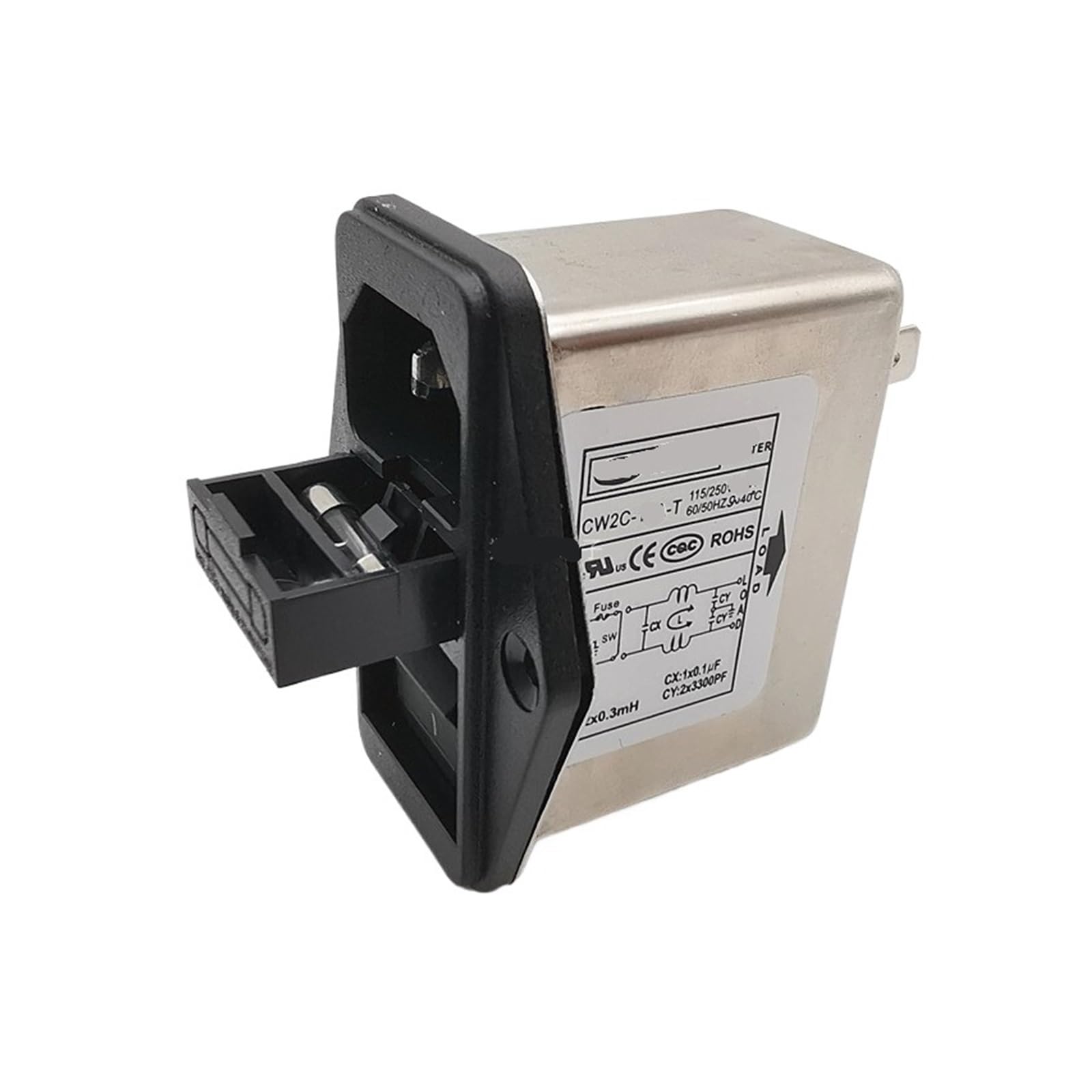 Filtro de potencia con interruptor y fusible CA CW2C-10A-T toma antirruido de 220V