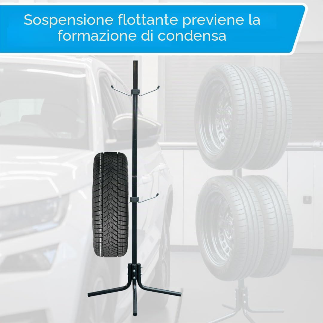 Unitec 10905 F Supporto per 4 Cerchioni e Pneumatici Auto, 10-43,2 cm (17'')