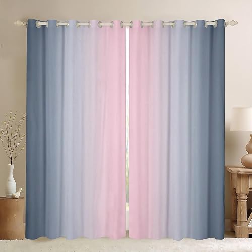 jejeloiu Pink Grey Style Curtains Bedroom Living Room 52 x 84 Inch Kids