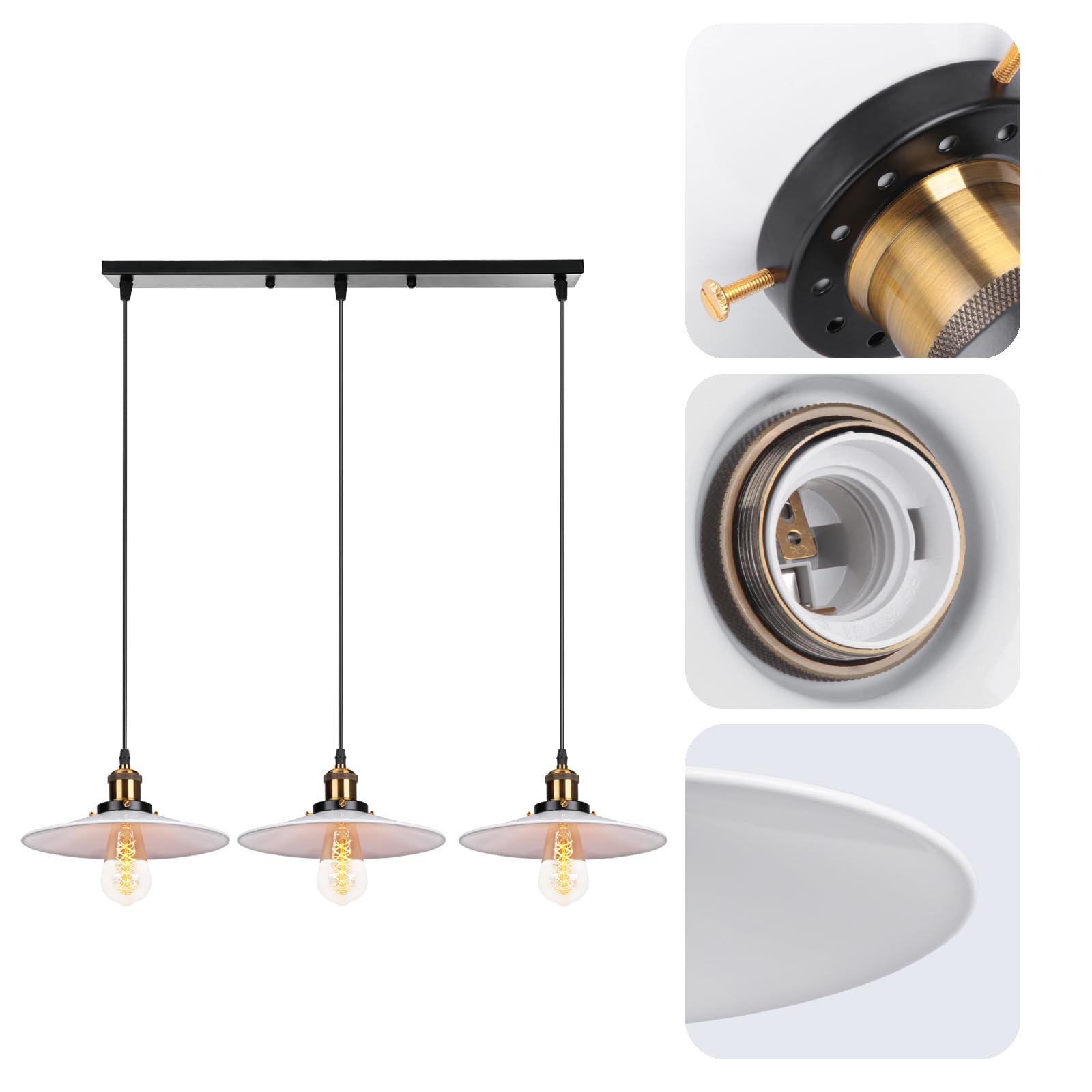 Pendelleuchte 3-armig Vintage Industrie-Look – Metall, 22cm Schirm, E27, Höhenverstellbar Für Esszimmer & Bar