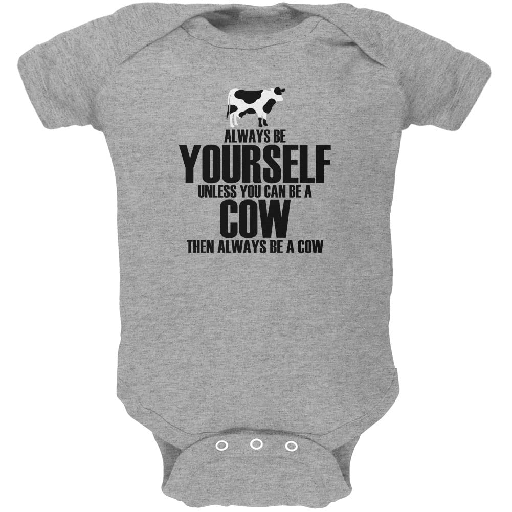 Always Be Yourself Cow Soft Baby One Piece Heather 0-3 M Grey