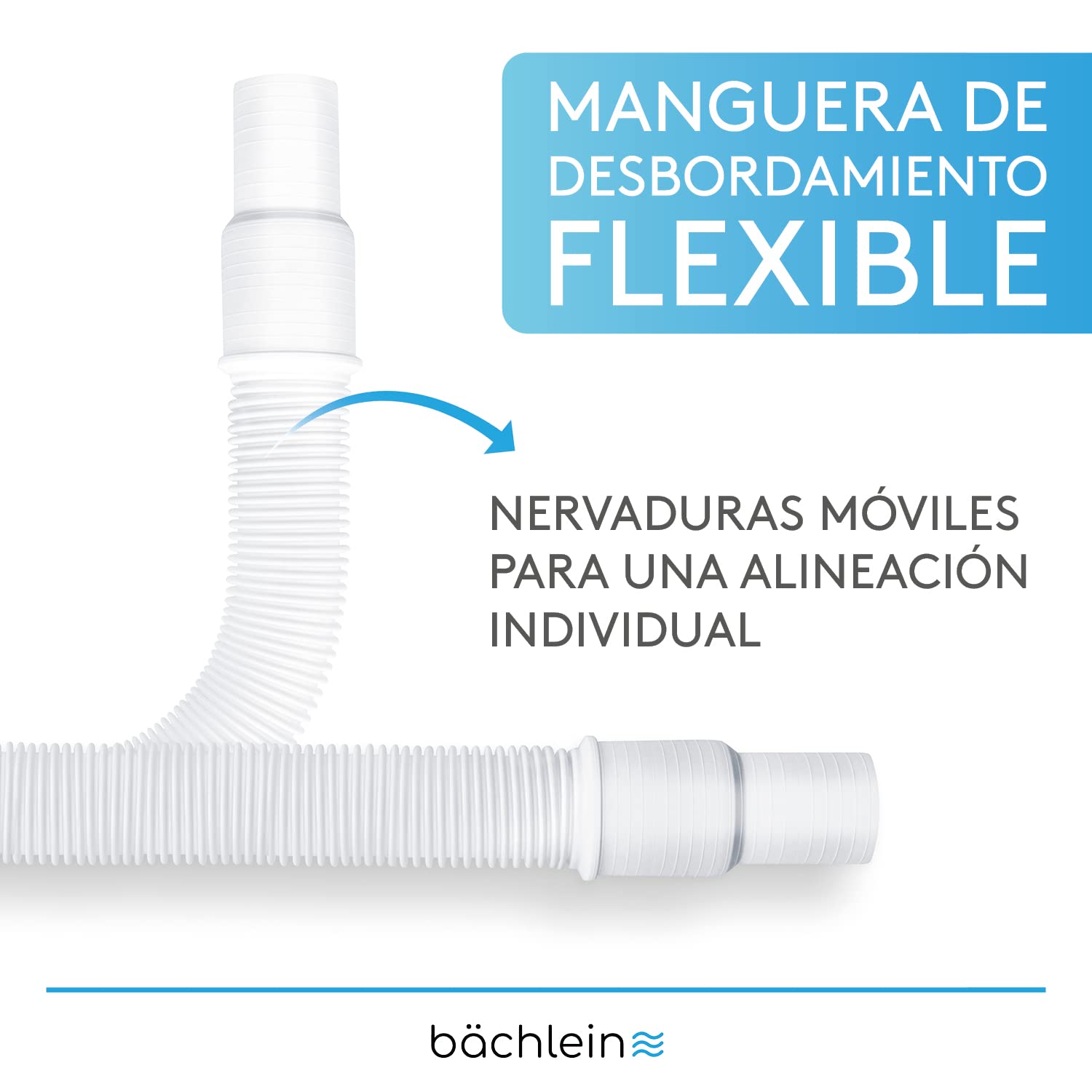 Bächlein Sifón Tubular Flexible para Fregadero, Trampa de Olores con Conexión de Aparato Doble, G 1 1/2"