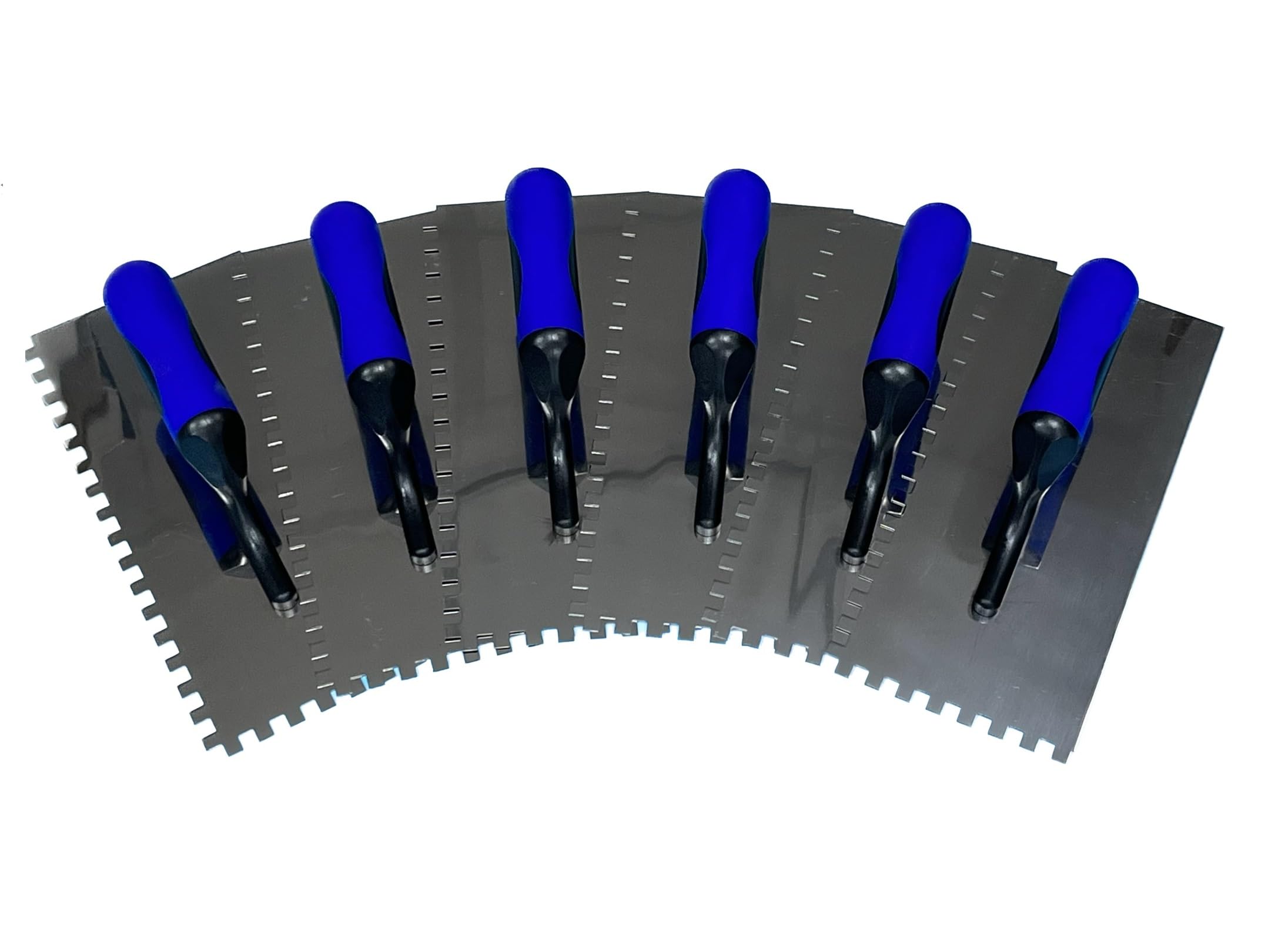 Zahnkelle 8 mm Edelstahl rostfrei | 6 Stück – Profi Zahnspachtel mit Softgriff für Fliesenleger, Handwerker & Heimwerker | Glättekelle Maurer Werkzeug