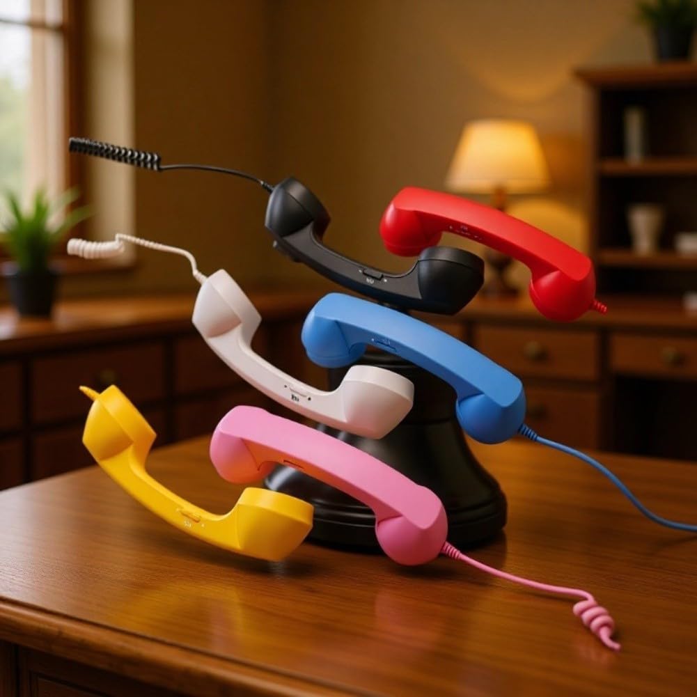 Retro-Telefonhörer, Typ-C-Empfänger, Geräuschunterdrückung, ergonomisches Design, für Smartphone, Laptop, Videoanrufe (schwarz)