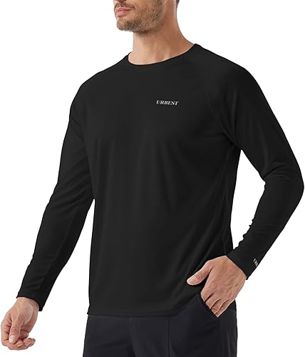 Camisas de protección solar para hombre, con protección solar UV SPF UPF 50+, manga larga, protección contra erupciones, pesca, correr, nadar,