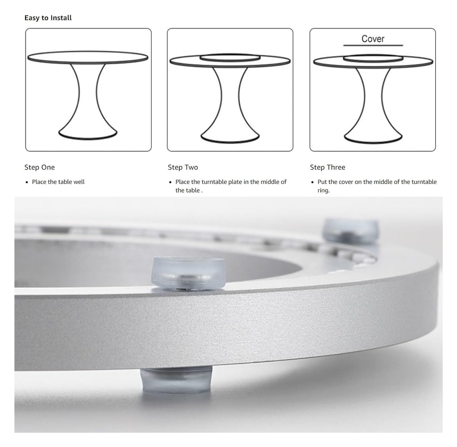 Tavolo girato, Cuscinetto di base for ambienti pesanti, cuscinetto a sfera con rotazione a 360°, giradischi display TV grandi dimensioni(8 inches (200mm))