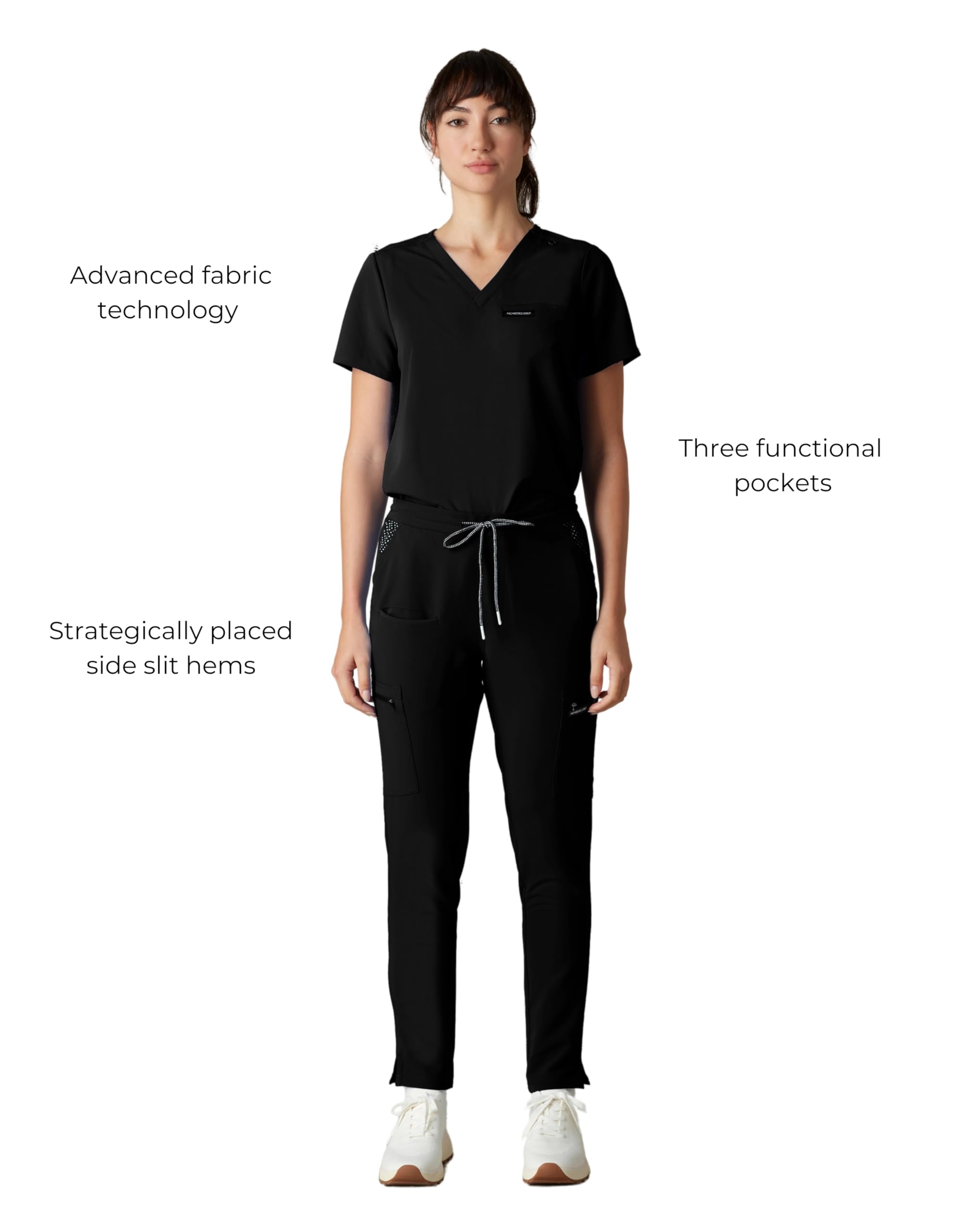 Members Only Women's Reus Open Bottom Scrub Pant | Medical Scrubs | Hospital Uniform | Black