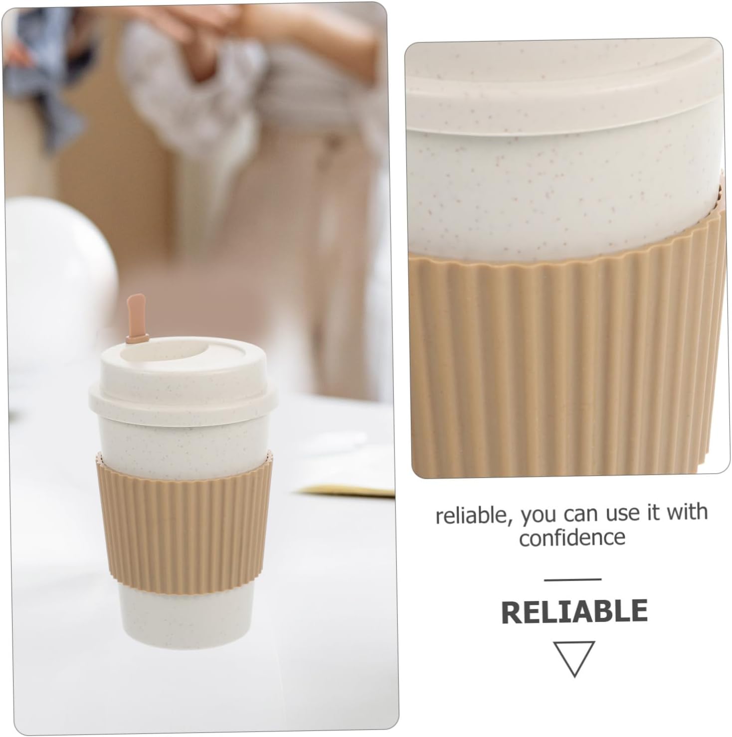 Cabilock 8pcs High-End Coffee Cups with Lids and Stirring Sticks 480ml Disposable Hot Beverage Cups for Business Meetings and Events