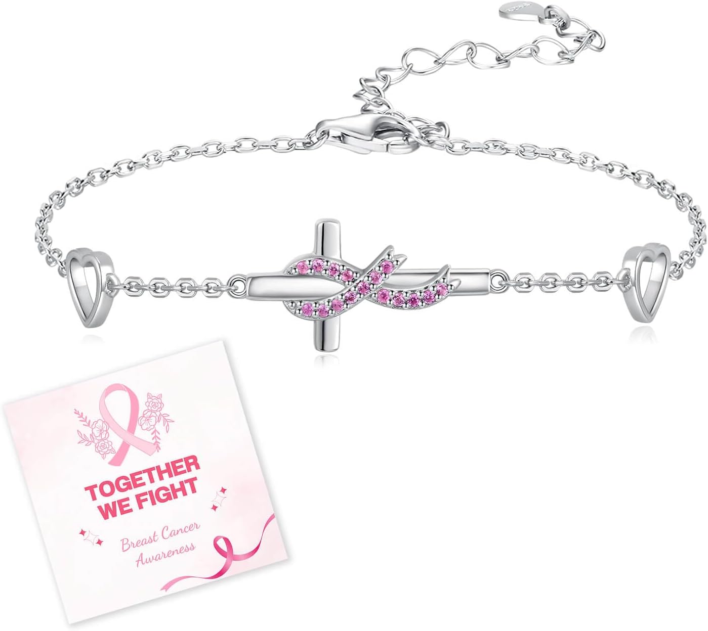Breast Cancer Awareness Earrings for Women: Sterling Silver Pink Ribbon Jewelry Strength Gifts for Cancers Survivor Patient
